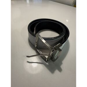 Nike Golf Belt White Black Perforated Swoosh Buckle Men's Size34